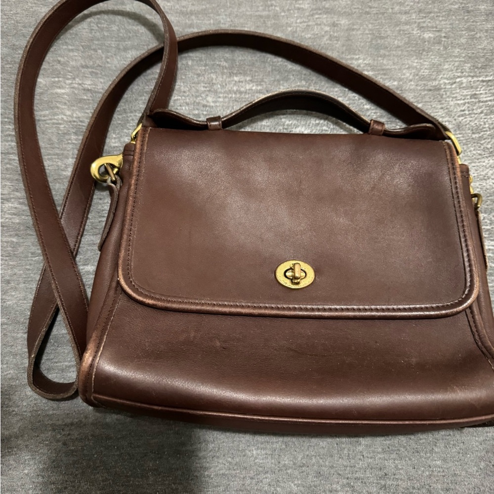 Rare Vintage Coach Court Bag Brown Leather 9870 - Picture 10 of 16
